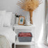 Lidded storage bin for pantry closet shelf cabinet desktop medeium size
